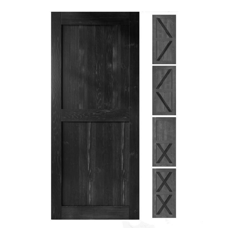 Porte de grange en bois massif 80 po semi-lustrée sans quincaillerie d'installation, 54 po x 80 po