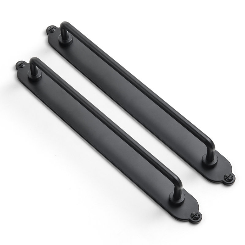 Center To Center Distressed Backplate Bar Pull Multipack, Black, 7 9/16"