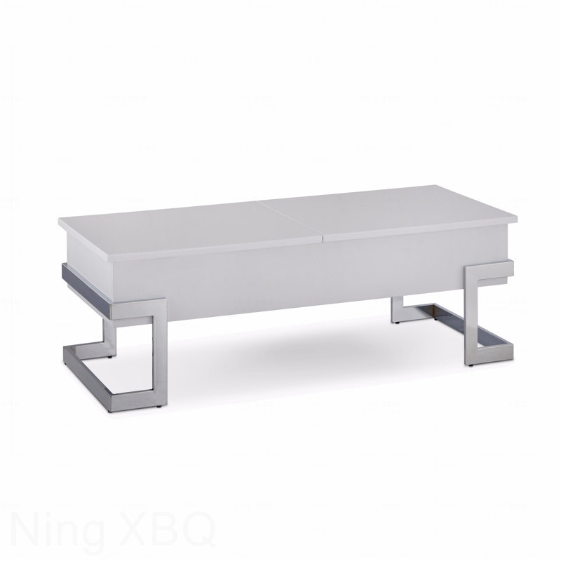 Table basse noire à plateau relevable avec cadre chromé, Noir