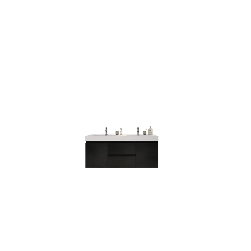 Leni 58.75'' Double Bathroom Vanity with Acrylic Top, Black