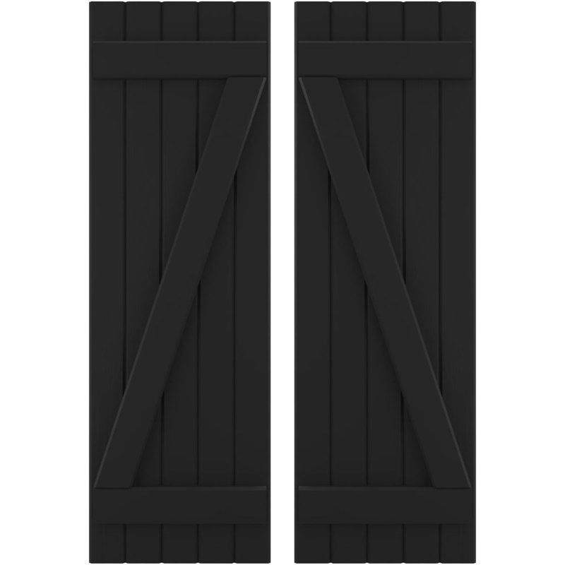 Volets américains avec 2 barres latérales (par paire) Americraft (2 lattes), Noir, 17 1/2", 38"