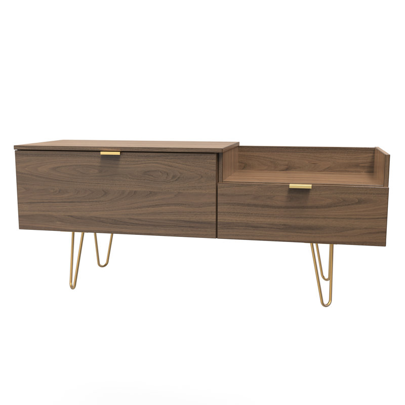Taeyah TV Console Unit, Dark Brown Wood