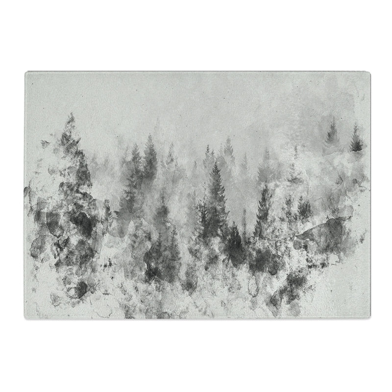 The Misty Forest Watercolour Chopping Board, 20cm W x 28.5cm L