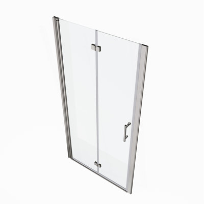 Porte de douche pivotante universelle à ouverture de 1 3/8 po, avec ouverture extérieure, avec finition en verre trempé de 1/4 po