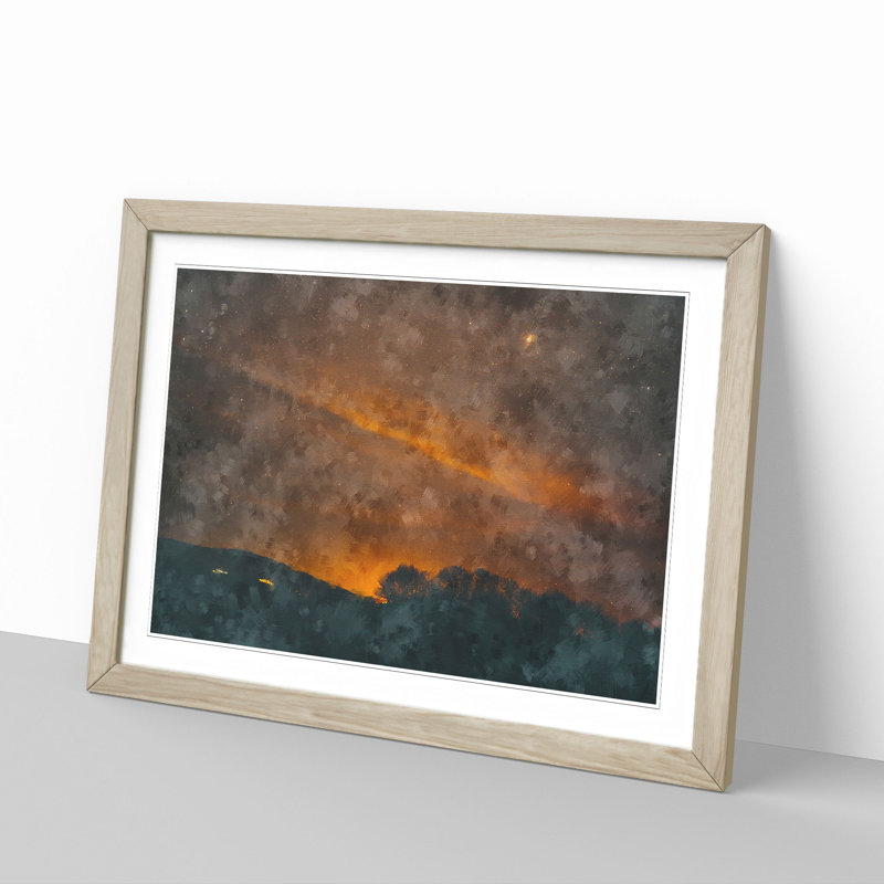Orange Sky - Picture Frame Graphic Art Print, 45cm H x 63cm W x 2cm D, Oak Framed