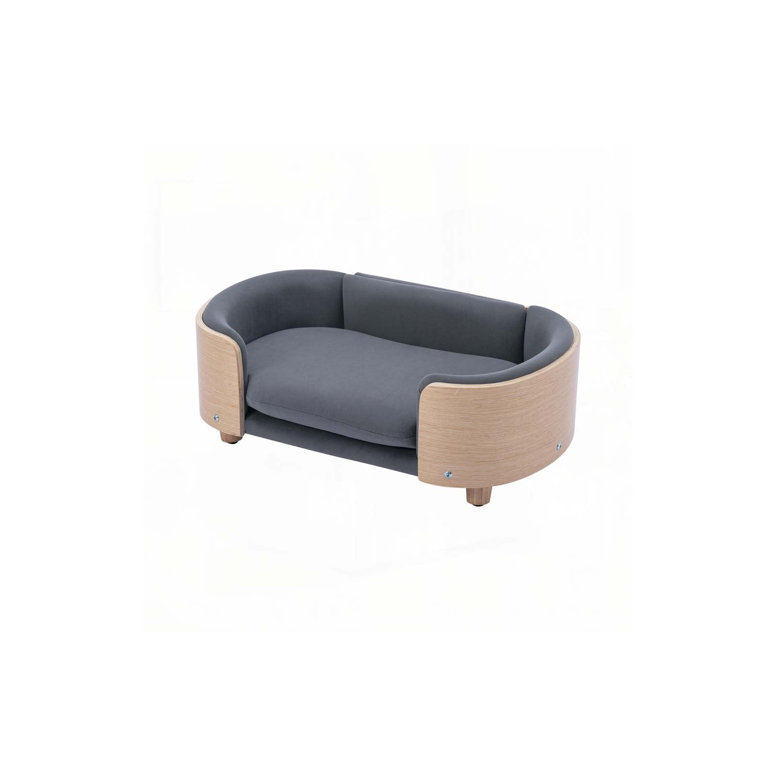 Inira Pet Bed, 38.58" W x 26.77" D x 11.02" H, Dark Blue/Walnut