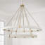 Lustre 20 lumières à deux niveaux de 48 po x H 41 po en laiton mat avec corde naturelle blanchie