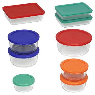 Pyrex 9-pack Glass Food Storage Container Set With Lids, Mixed Sizes In Clear