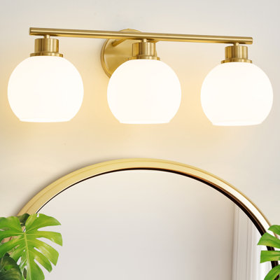 Kyller Modern light  Bathroom Vanity Lighting With Opal Globe Shades Dimmable Bathroom Light Fixtures