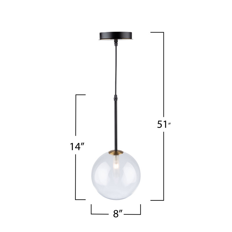 Luminaire suspendu en laiton et noir mat à 1 lumière Aurelia
