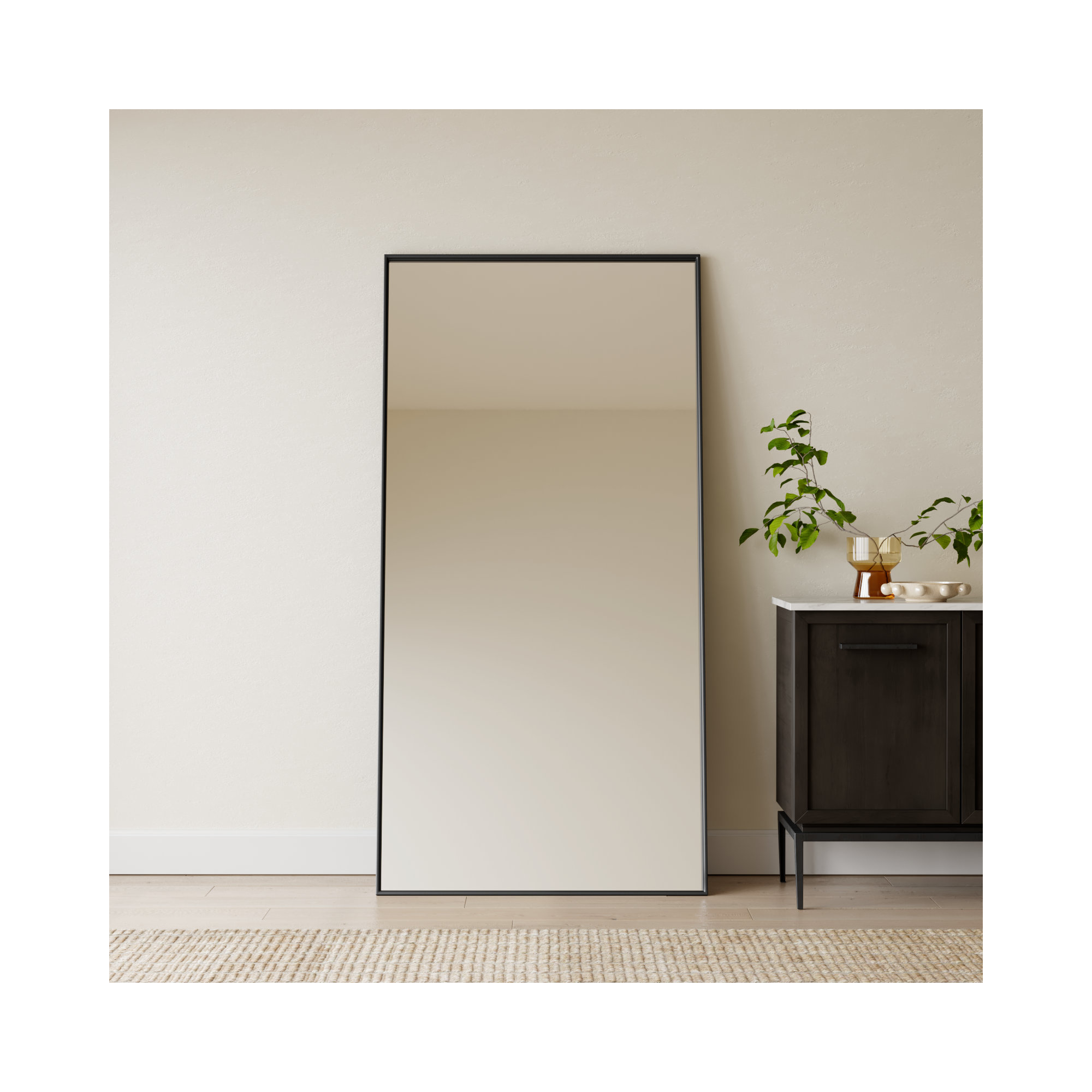 Sabine Metal Rectangle Wall Mirror, Black, 72" x 36"