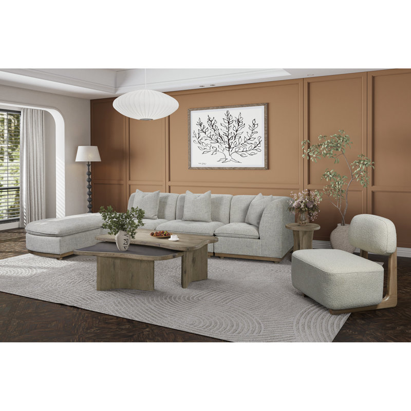 Table basse gigogne en chêne noueux anglais - Deux pièces avec bords arrondis et plateaux de forme libre, profondeur 127 cm, largeur 76 cm, hauteur 44,7 cm, poids 58 kg de chêne, plateaux aux bords organiques, profond et large.
