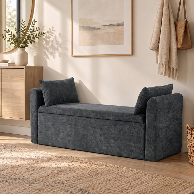 Upholstered Chenille Storage Ottoman