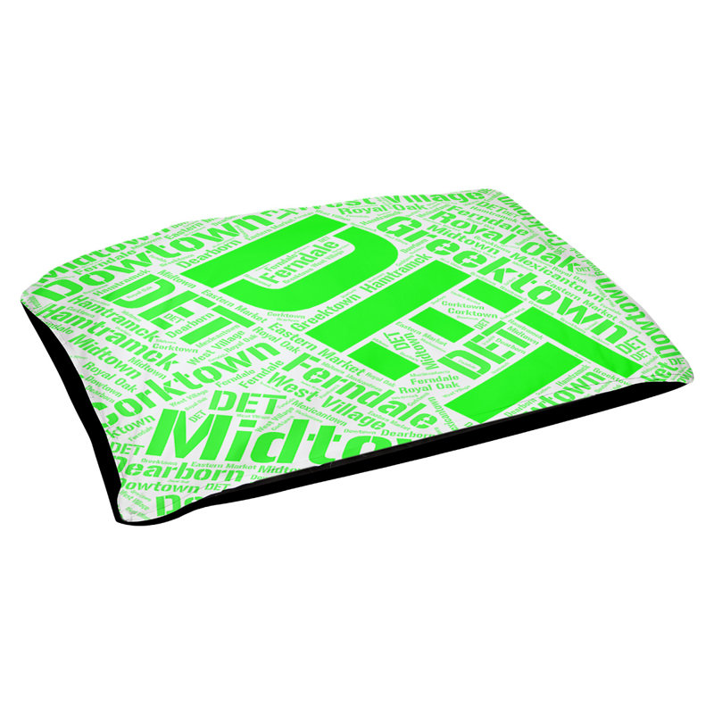 Coussin de chien « districts », Moyen (H 9,5 po x l 28 po x P 18 po), Vert, Détroit