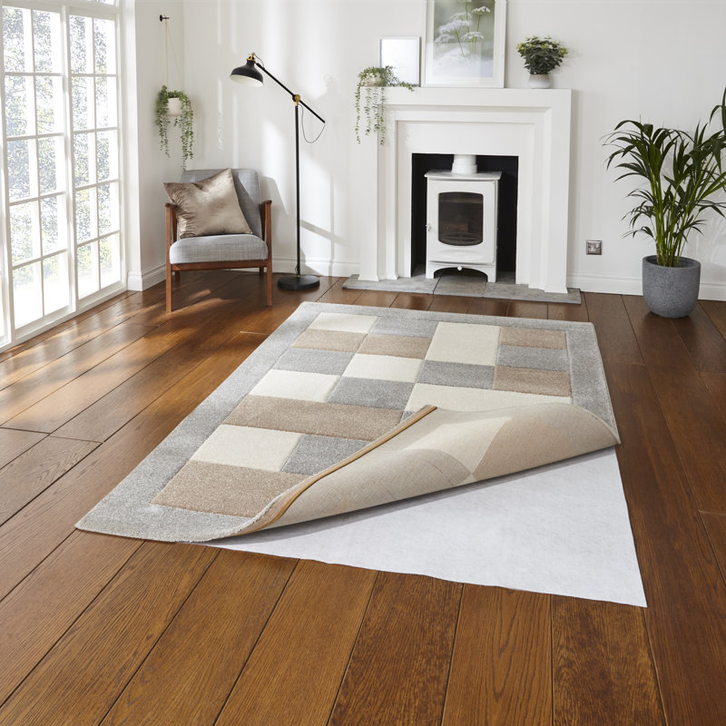 Antislip Underlay Machine Woven White Rug, Rectangle 160 x 225cm