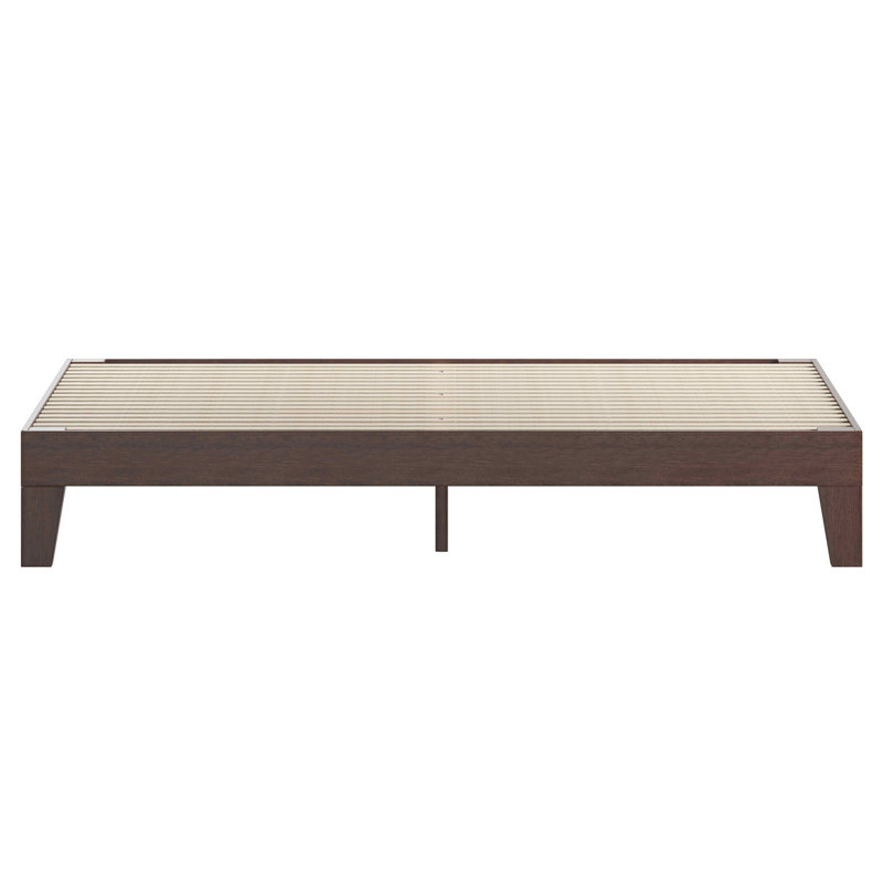 Platform Bed with Wooden Support Slats, No Box Spring Required, King, Walnut