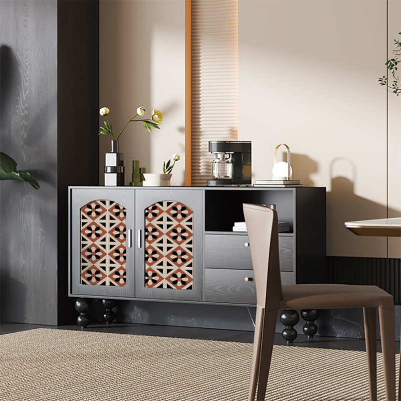 59.1in Multi-functional Sideboard Buffet, Black