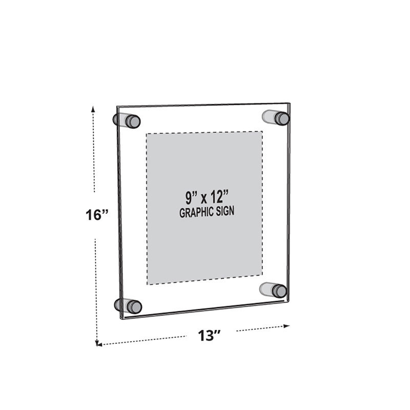 Clear Acrylic Wall Frame with Silver Caps, 9" x 12"