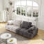 Canapé 86,6 po à deux places de grande taille, revêtu de tissu d'ameublement moderne, beige et tissu en suède gris