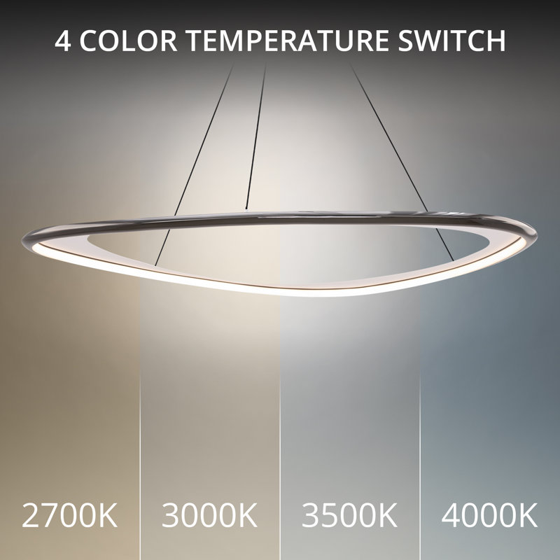 Oyster LED Pendant, Black Chrome, 42" W x 42" D, 3000K