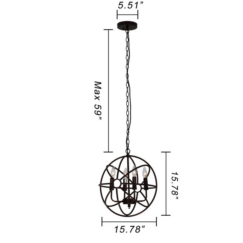 Luminaire suspendu sphère 4 lumières industrial Bray