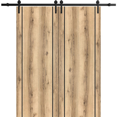 Solid + Manufactured Wood Paneled without Installation Hardware Kit Barn Door