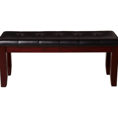 Bedroom Living Room Furniture Bench, Seat With Button Tufting, Tapered Wood Legs, Upholstery, Rectangular, Solid And , Brown Bench For & Room, , Construction, Cherry