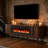 70" Fluted Fireplace TV Stand For Up To 80" Tvs, Modern Media Console With Adjustable Flame Colors/Temp, Remote & Touch Control, Storage Entertainment Center For Living Room (Walnut)-774998923
