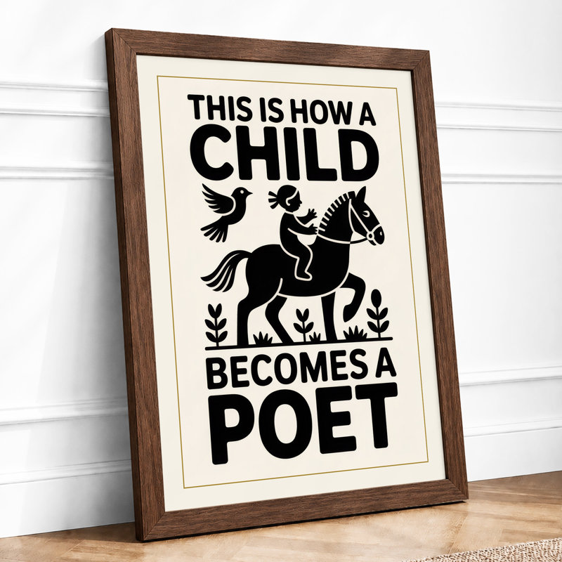 Child Becomes Poet Typography - Framed Print, A3 - 42.0 x 29.7 cm, Walnut