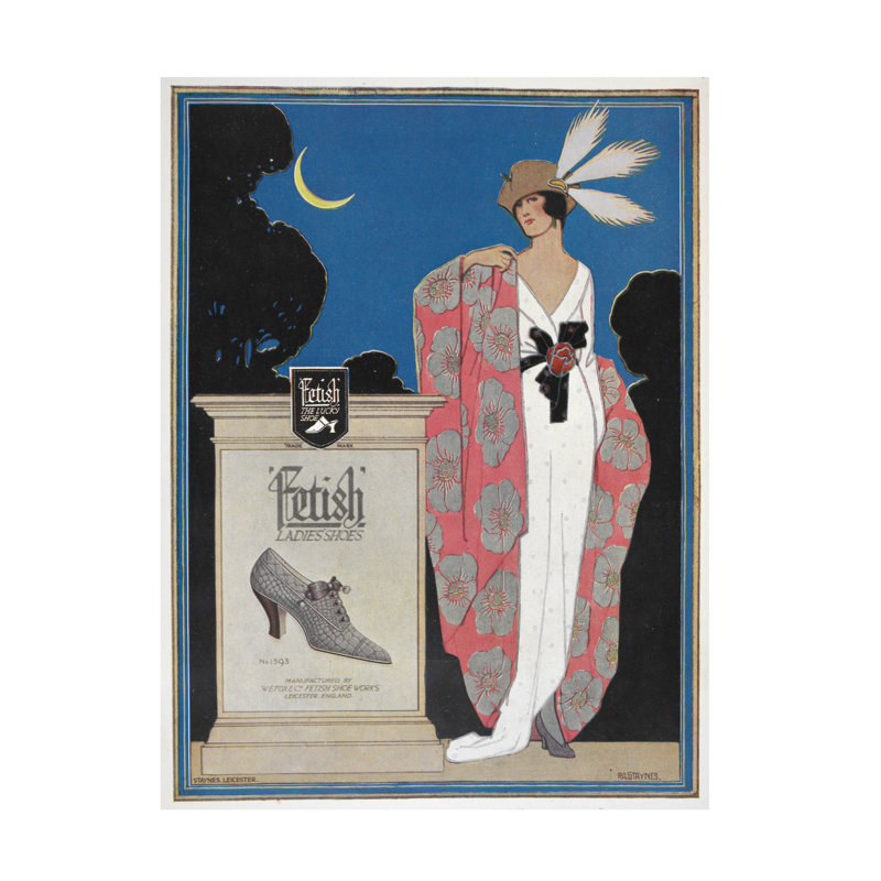 Inconnu, artiste fétiche. Chaussures pour dames. W.E. Fox and Co., chaussures de fétiche. Art sur toile, H 19 po x l 14 po