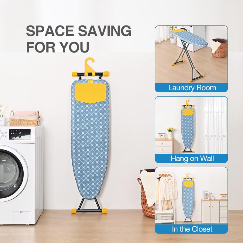 Metal Freestanding Adjustable Height Ironing Board,Iron Board with Ironing Mat