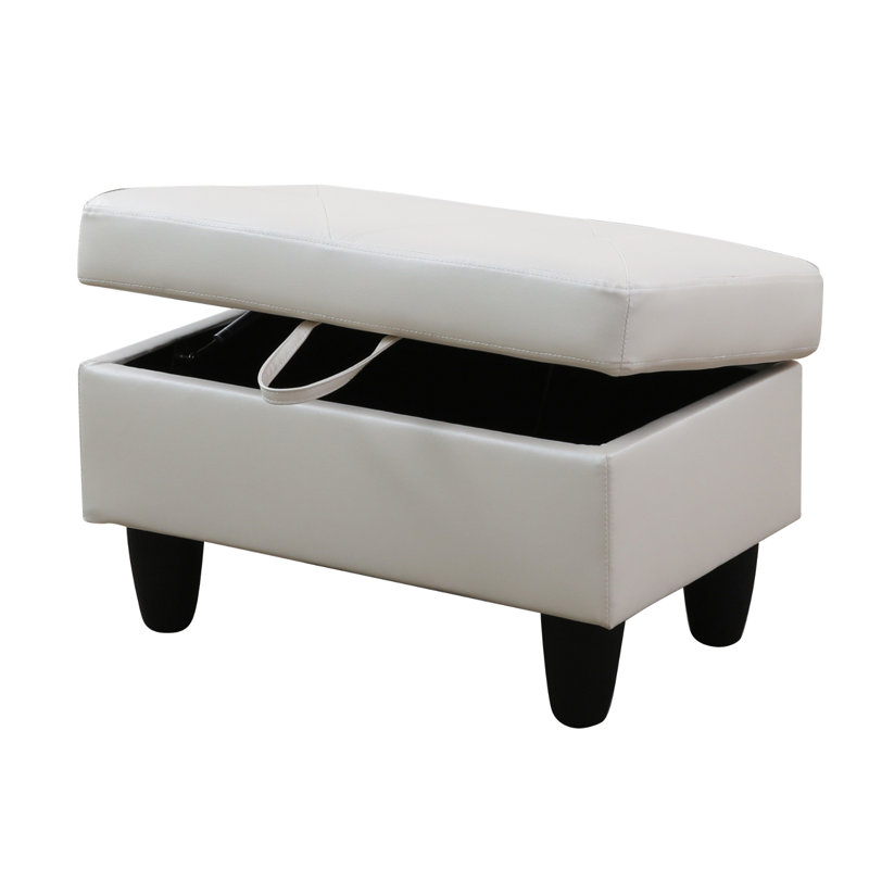 Repose-pieds de rangement en similicuir avec intérieur spacieux, Blanc cassé
