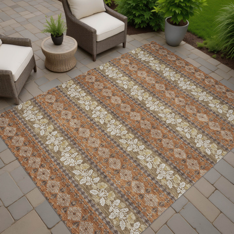 Tapis intérieur / extérieur lavable à la machine Chantille ACN2465, Terracotta, 10 pi x 14 pi