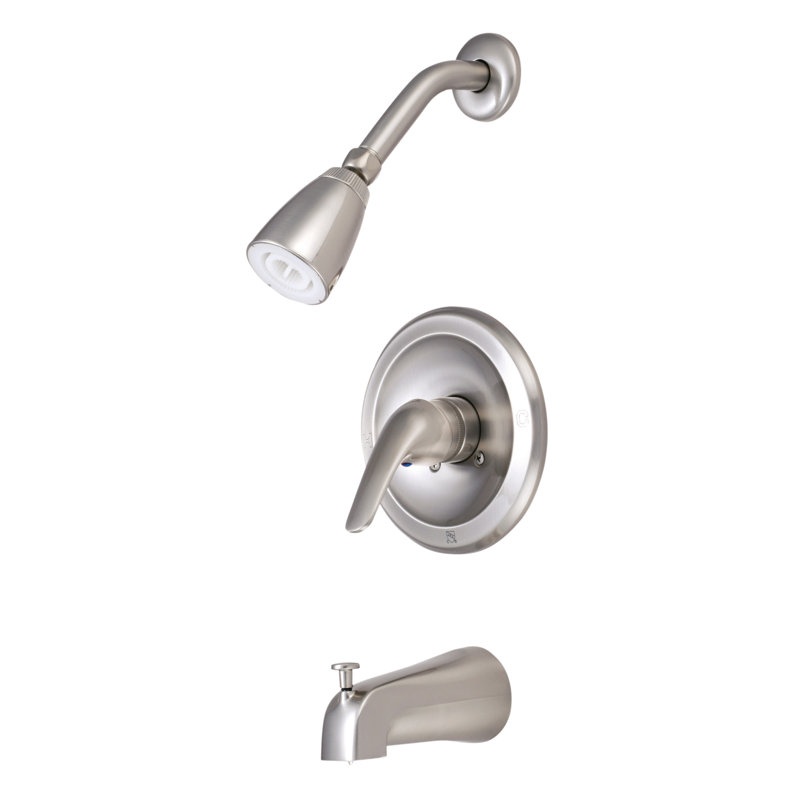 Robinet de baignoire et douche à poignée simple Kingston Brass Kingston, Nickel brossé