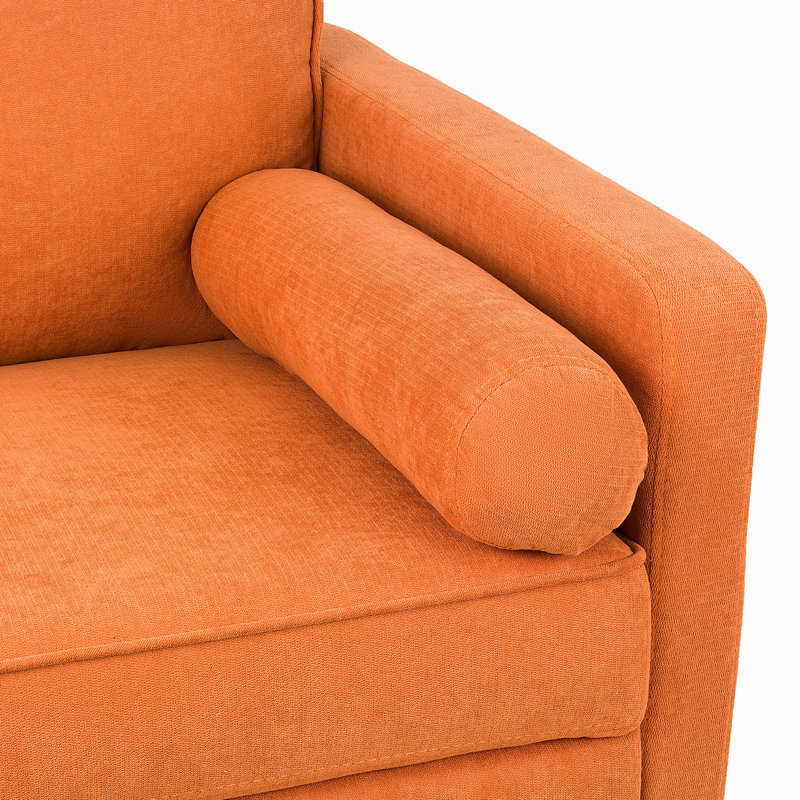 Causeuse moderne, petit canapé rembourré Mid-Century, Orange