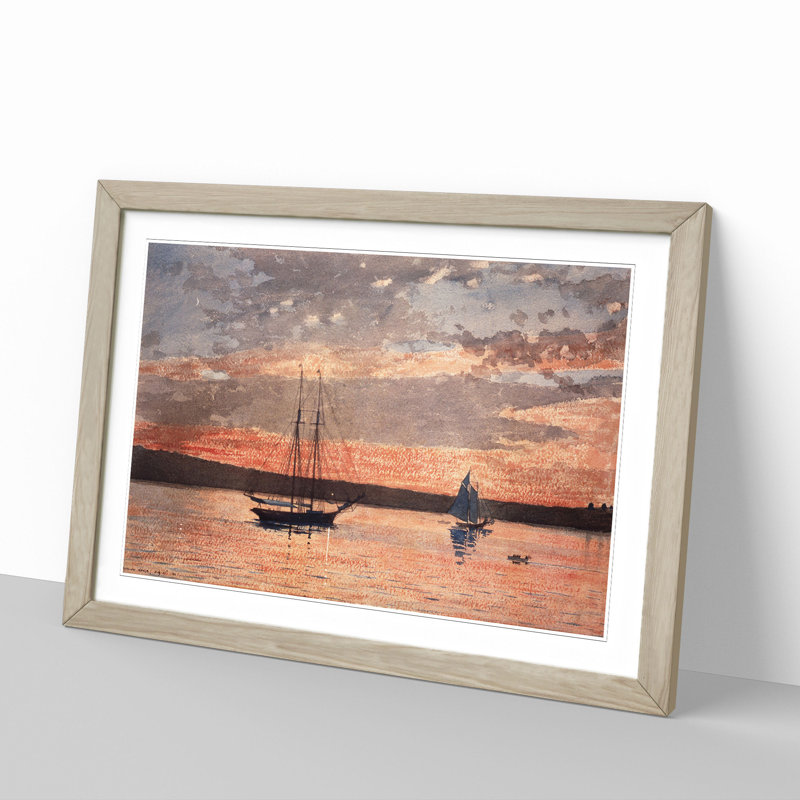 Sunset at Gloucester by Winslow Homer - Framed Print, Oak Framed, 27cm H x 36cm W x 2cm D
