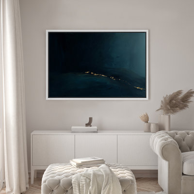 «Dark Teal Night Horizon», paysage abstrait, décoration murale pour salon, chambre à coucher, reproduction d'art sur toile encadrée