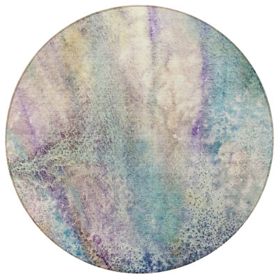 Tapis d'intérieur rond rond 8 pi beige et bleu
