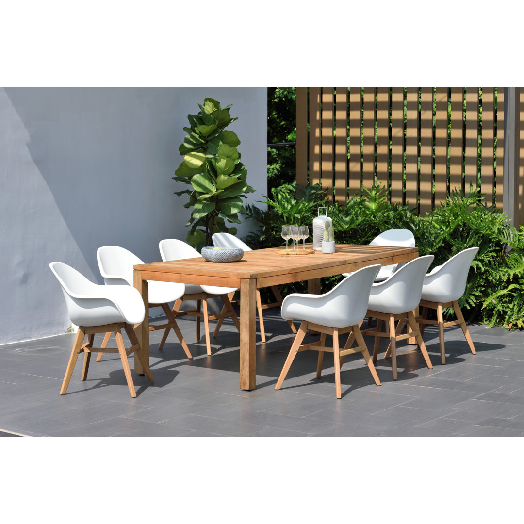 Anautica 8 - Person Wood Patio Dining Set with Rectangular Table Lark Manor™