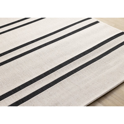Tapis rayé blanc intérieur / extérieur scandinave