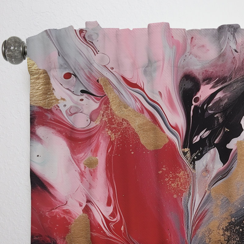 Red and Black Marble Whispers IV - Rideau de marbre abstrait - Velours obscurcissant - 1 panneau, L 52 po x L 84 po