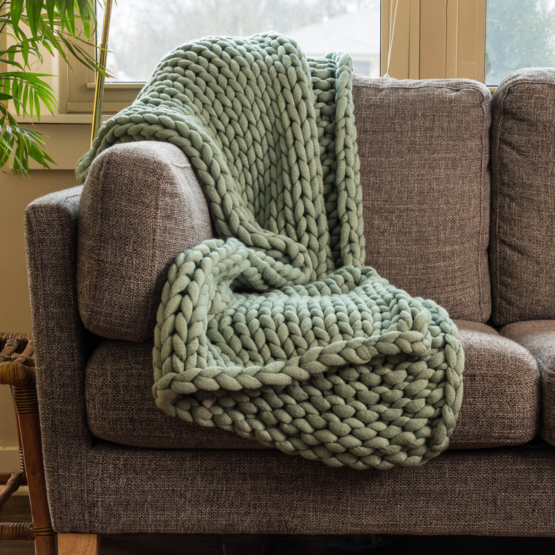 Donna Sharp Chunky Knit Sage Woven Throw, Sage