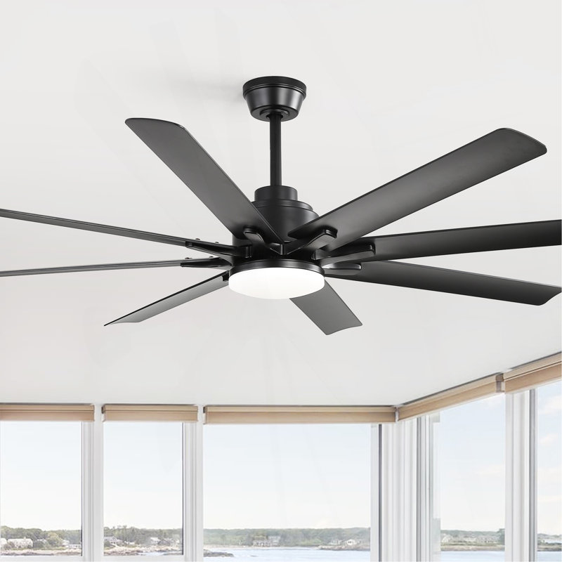 52-Inch Smart Ceiling Fan With Lights,6 Wind Speed,With 8 Black ABS Blades,Voice Remote,Fan For Bedroom,Living Room,Patio,Kitchen,Etc