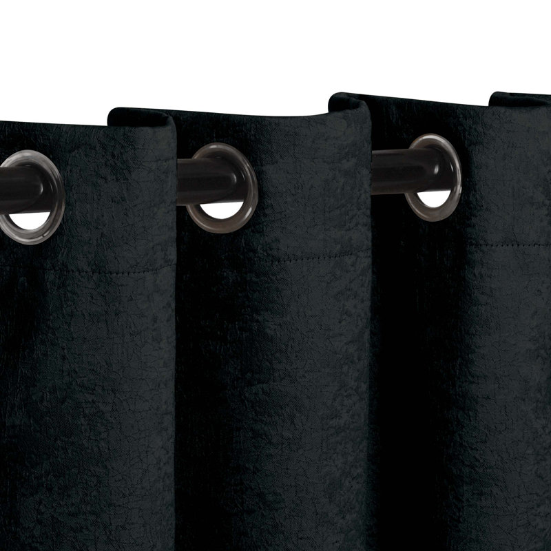 Kinlaw Textured Thermal Polyester Light Filtering Room Darkening Curtain Pair, 42" W x 108" L, Black