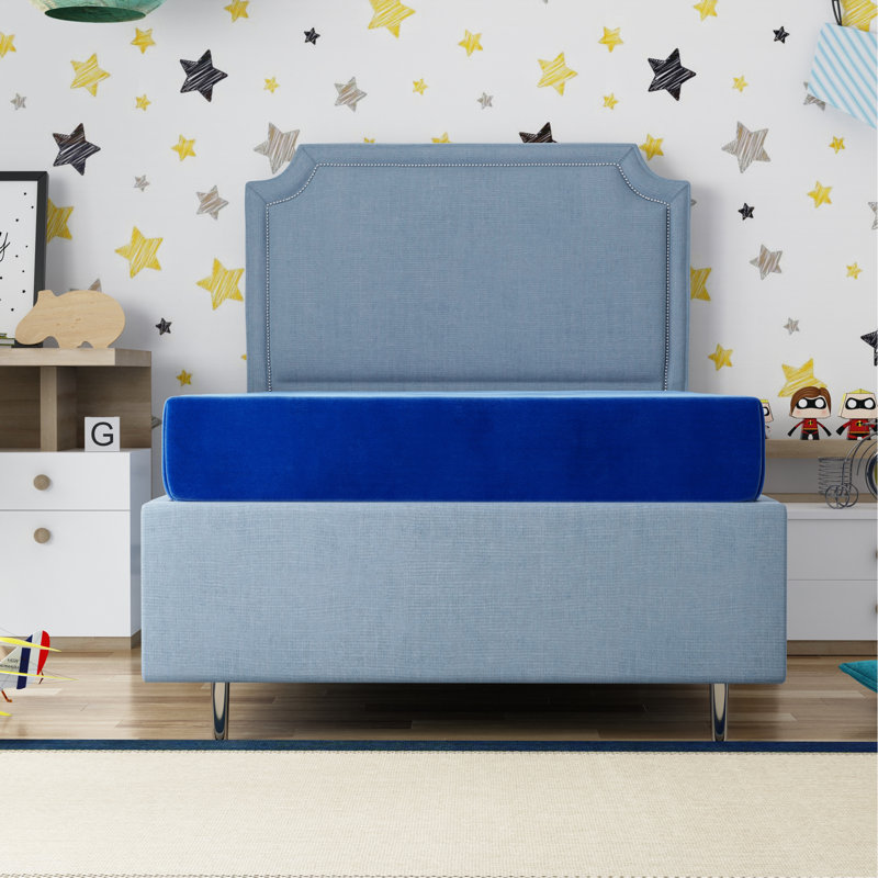 Matelas bleu pour enfants 7 po avec housse résistante à l'eau, Lit simple