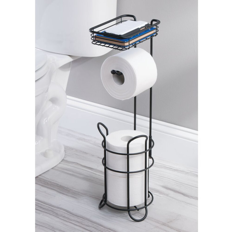 mDesign Steel Freestanding Toilet Paper Holder Stand and Dispenser