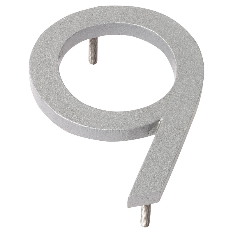 l 4 pi 5 po x Numéro de maison à fixation flottante, 9, Argent
