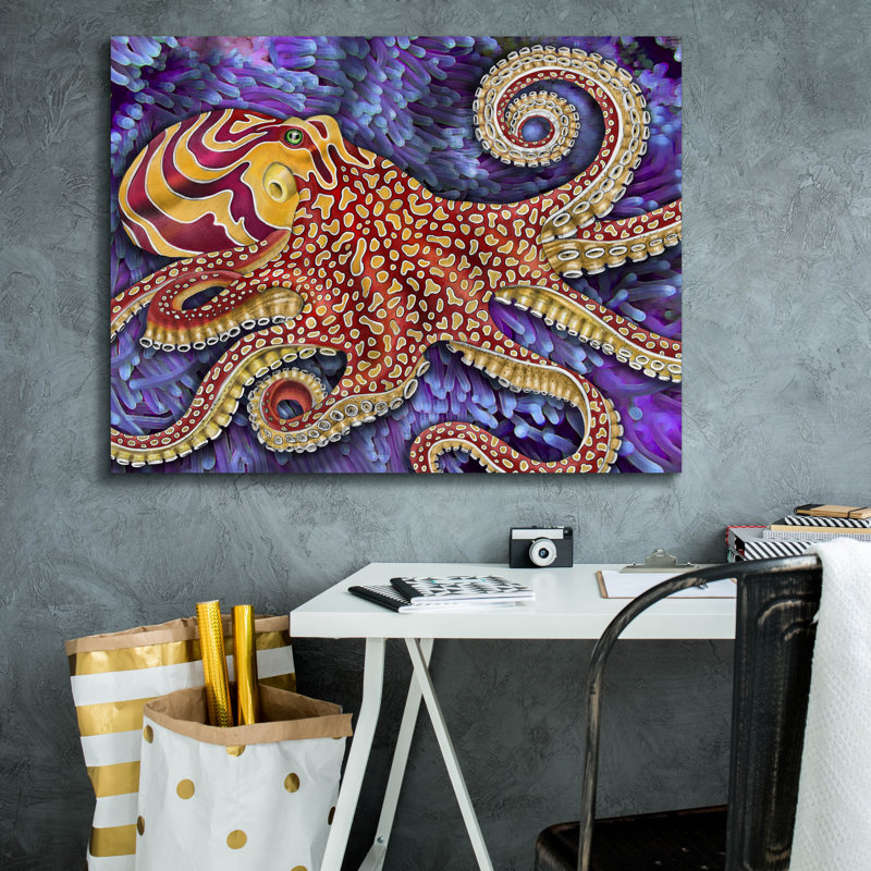  «Octopus 2» par Tim Jeffs, art mural sur toile, H 26 po x l 34 po
