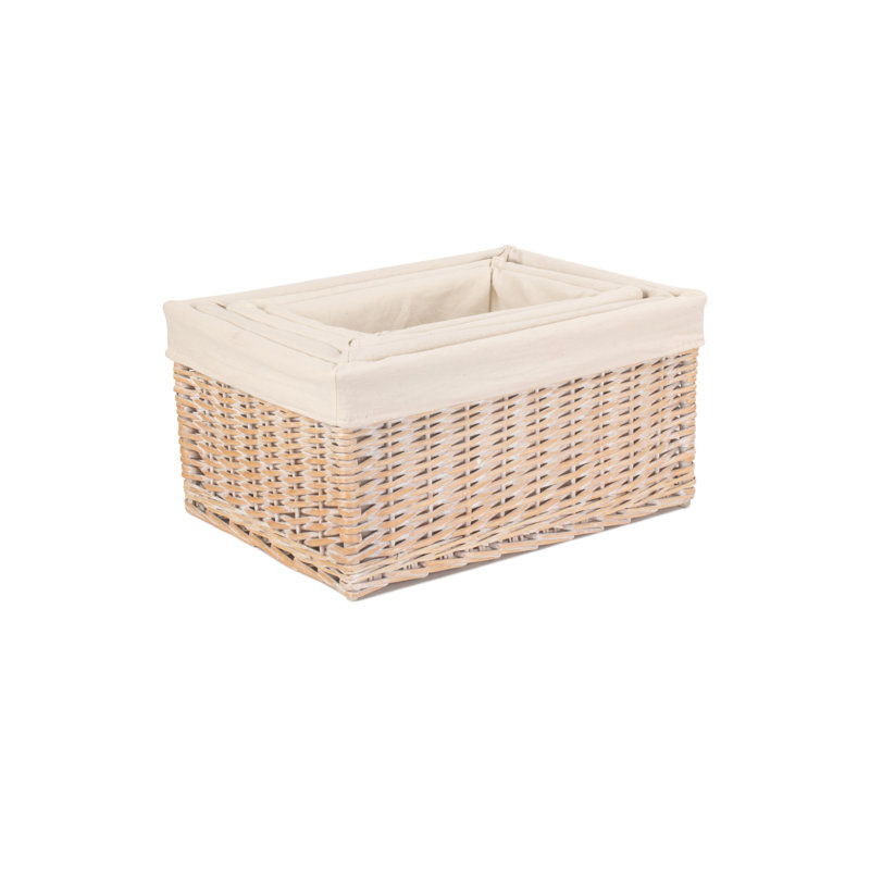 4 Piece Lined Wicker Willow Basket Set