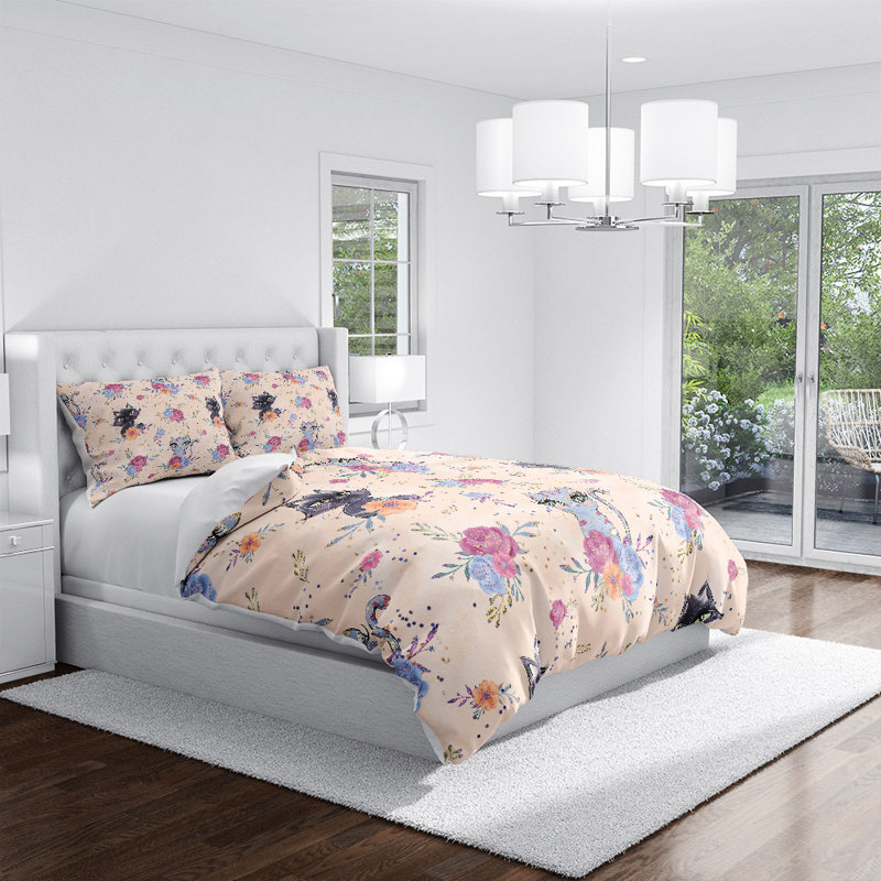  Housse de couette simple Peach Cat, Housse de couette simple et 2 taies décoratives
